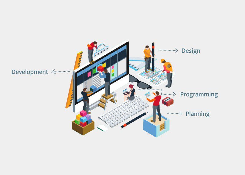 Software development team working icon