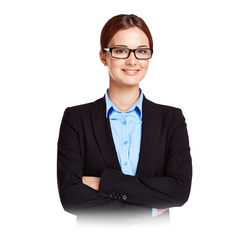 Smiling business woman with folded hands